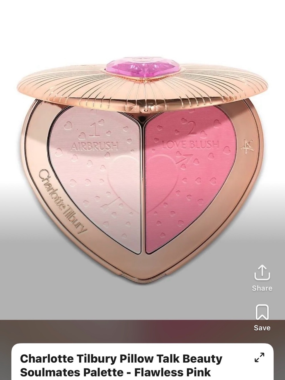 Charlotte Tilbury Flawless Pink Pillow Talk Soulmates Blush Palette
